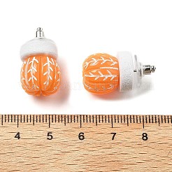 Resin Orange Stud Earrings&nbsp;LS-EJEW-B136-01
