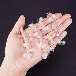 アクリルビーズチェーン  溶接されていない  プラチナメッキ鉄パーツ  多面カット八角形  透明  14x14x6mm  約44本/連約約39.37インチ（1m）/連&nbsp;PH-CH-WH0001-01P