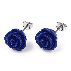 Synthetical Coral Flower Ear Studs&nbsp;EJEW-R102-01