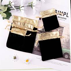 30個3スタイルの長方形ベルベットジュエリーバッグ  ブラック  9~14x7~11cm  10個/スタイル&nbsp;TP-LS0001-03