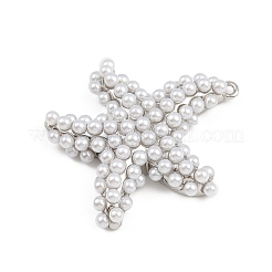 Starfish Brass ABS Imitation Pearl Pendants&nbsp;KK-I352-04A-P