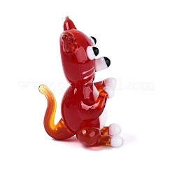 Handmade Lampwork Cat Figurine Display Decorations&nbsp;LAMP-N034-26E