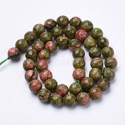 Natural Unakite Beads Strands&nbsp;G-S281-14-8mm