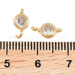 Brass Pave Clear Cubic Zirconia Connector Charms&nbsp;KK-H538-04G