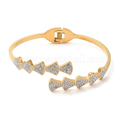 Clear Cubic Zirconia Open Cuff Bangles&nbsp;BJEW-C078-02A-G