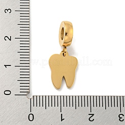 304 ステンレススチール エナメル ヨーロピアン ダングル チャーム  大穴ペンダント  歯のチャーム  ゴールドカラー  23.5mm  穴：4.2mm  ペンダント：13.5x10x1.5mm&nbsp;STAS-U005-15G