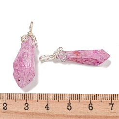 電気メッキプラチナメッキ銅線で包まれた天然水晶ペンダント  ナゲットチャーム  蘭  30~43.5x8~14.5x6~12mm  穴：3.5~4mm&nbsp;G-L133-07G