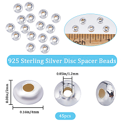 45Pcs 925 Sterling Silver Saucer Spacer Beads&nbsp;STER-BBC0005-41S