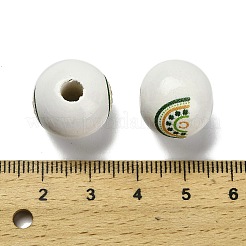 聖パトリックの日シリーズ プリントされたシマウッドヨーロピアンビーズ  レインボー  15.5~16x15mm  穴：4mm&nbsp;WOOD-V002-01C