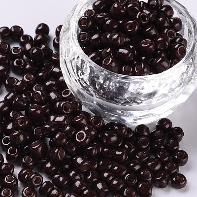 焼付塗装ガラスシードビーズ  ココナッツブラウン  6/0  4~5x3~4mm  穴：1~2mm  約450個/50g  50 G /袋  18袋/2ポンド&nbsp;SEED-US0003-4mm-K18-1