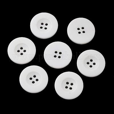樹脂ボタン  染め  フラットラウンド  ホワイト  25x3mm&nbsp;RESI-D033-25mm-01-1