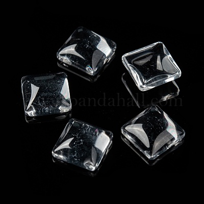 無色透明ガラスの正方形のカボション  10x4mm&nbsp;GGLA-A001-10mm-1