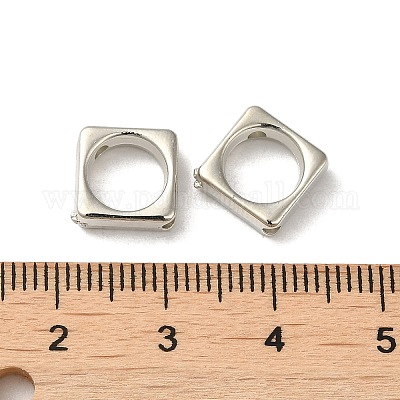 Ccbプラスチックビーズフレーム  菱形  プラチナ  12x12.5x3.5mm  穴：1.6mm  内径：7mm&nbsp;CCB-P012-02P-1