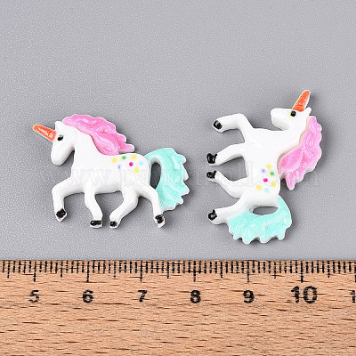 樹脂カボション  ユニコーン  カラフル  22x29x5mm&nbsp;CRES-N016-14-1