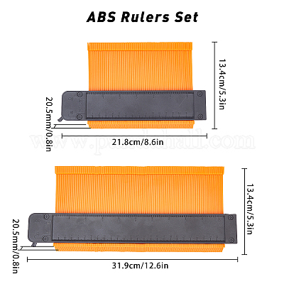 Abs定規セット  ソリッド測定用  ダークオレンジ  13.4x21.8~31.9x2.05cm  2個/セット&nbsp;TOOL-WH0019-97-1