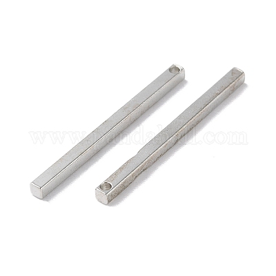 真鍮チャーム  長方形  プラチナ  30x2x2mm  穴：1.2mm&nbsp;FIND-E042-07P-02-1