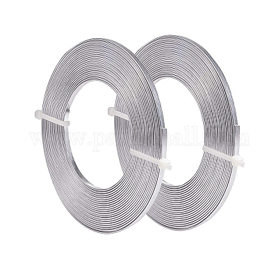 アルミ製ワイヤー  フラット  銀  3x1mm  約16.4フィート（5m）/ロール&nbsp;AW-BC0002-01B-3mm-1