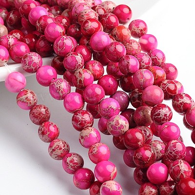 Dyed Natural Imperial Jasper Round Bead Strands&nbsp;G-M274-01-8mm-1