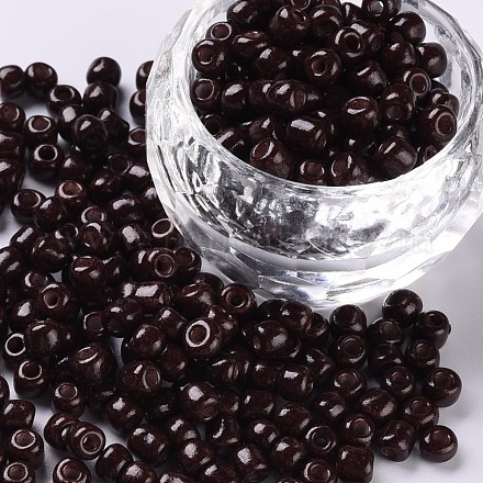 焼付塗装ガラスシードビーズ  ココナッツブラウン  6/0  4~5x3~4mm  穴：1~2mm  約450個/50g  50 G /袋  18袋/2ポンド&nbsp;SEED-US0003-4mm-K18-1