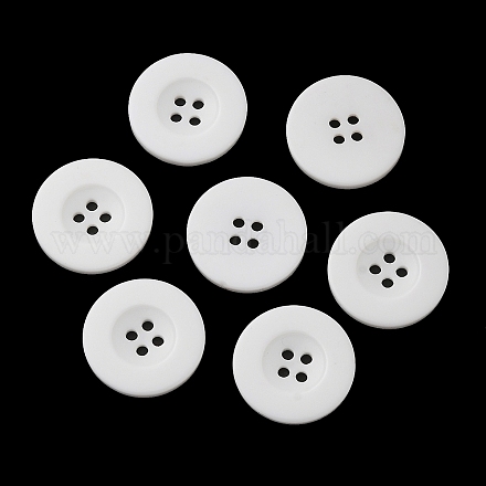 樹脂ボタン  染め  フラットラウンド  ホワイト  25x3mm&nbsp;RESI-D033-25mm-01-1