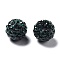 Pave Disco Ball Beads, Polymer Clay Rhinestone Beads, Grade A, Round, Emerald, Rhinestone: PP13(1.9~2mm), 6 Rows Rhinestone, 10mm, Hole: 1.5mm