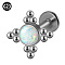 G23 Titanium Threadless Labrets, with Imitation Opal, Stainless Steel Color, Rhombus, 8mm, Pin: 1.2mm