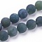 Natural Moss Agate Beads Strands, Frosted, Round, 6mm, Hole: 1mm, about 62pcs/strand, 15.3 inch(39cm)