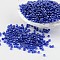 Round 8/0 Glass Seed Beads, Trans. Colours Lustered, Blue, Size: about 3mm in diameter, hole: 1mm, about 1097pcs/50g