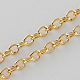 アイアン製アズキチェーン  溶接されていない  スプールで  オーバル  ライトゴールドメッキ  4x3x0.7mm  約328.08フィート（100m）/ロール&nbsp;CH-S097-1