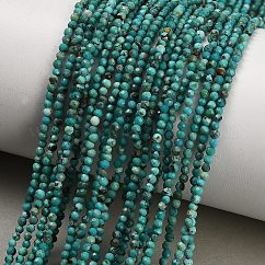 Natural HuBei Turquoise Beads Strands, Faceted, Round, 2mm, Hole: 0.5mm, about 188~189pcs/strand, 15.35~15.55''(39~39.5cm)