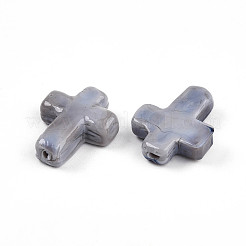 手作りランプワークビーズ  クロス  ミックスカラー  24~26x20~20.5x6~7.5mm  穴：1.6~1.8mm&nbsp;LAMP-N024-44