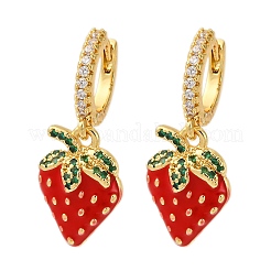 Brass Micro Pave Cubic Zirconia Hoop Earrings&nbsp;EJEW-D322-10G