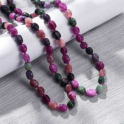Natural Dyed Malaysia Jade Tumble Stone Nuggets Beaded Long Necklaces for Women&nbsp;NJEW-F340-A08