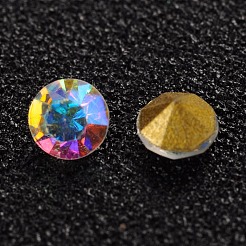 ポイントガラスラインストーン  多面カットダイヤモンド  バックメッキ  クリスタルAB  4x2.9mm  約1440個/袋&nbsp;CR4mm11Y-1