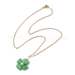 Dyed Natural Malaysia Jade Clover Pendant Necklaces&nbsp;NJEW-JN05132-05