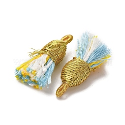 綿のタッセルのペンダント  ポリエステルと  きいろ  32~37x11~12mm  穴：2x4.5mm&nbsp;FIND-D302-02H