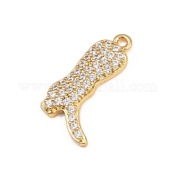 Brass Micro Pave Clear Cubic Zirconia Pendants&nbsp;CU-CBAD306-18G