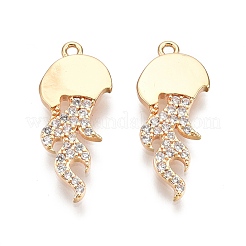 Brass Micro Pave Clear Cubic Zirconia Pnedants&nbsp;KK-C005-13G