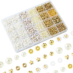 DIY ポリマー粘土 & ABS プラスチック & CCB プラスチック ビーズ ブレスレット作成キット  混合図形  ミックスカラー  6x1mm  穴：2mm  56グラム&nbsp;DIY-FS0007-72