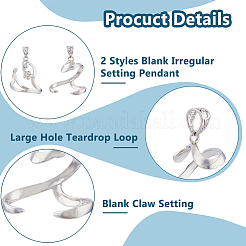 2Pcs 2 Styles Brass Pendant Cabochon Settings&nbsp;KK-HS0001-20P