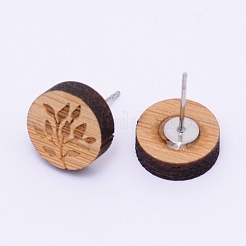 Natural Wood Stud Earrings&nbsp;EJEW-WH0005-03D