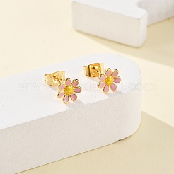 304 Stainless Steel Enamel Stud Earrings&nbsp;EJEW-B009-18G
