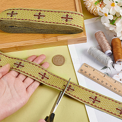 Ethnic Style Polyester Jacquard Cross Ribbon&nbsp;SRIB-WH0026-29-1