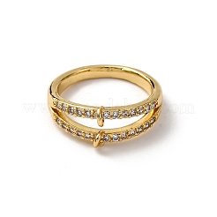 Brass Micro Pave Clear Cubic Zirconia Ring Components&nbsp;KK-NH0007-11G