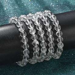天然水晶ビーズのストレッチブレスレット  ラウンド  2-1/8インチ（55mm）  ビーズ：8~9mm&nbsp;BJEW-Q692-46-8mm