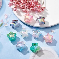 10 個 5 色 UV メッキ透明クラックルアクリルビーズ  グラデーションカラー  スター  ミックスカラー  20x21.5x13mm  穴：3mm  2個/カラー&nbsp;OACR-YW0001-57