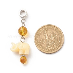 Opaque Resin and Natural Mixed Stone European Dangle Charms&nbsp;PALLOY-JF01764