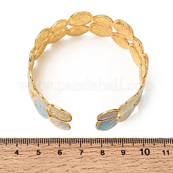 304ステンレススチール製エナメル加工フラットラウンドオープンカフバングル（女性用）  ゴールドカラー  PVD真空メッキ  空色  内径：2.01インチ（5.1cm）x2.24インチ（5.7cm）&nbsp;SA-CBA1A30-03B-G