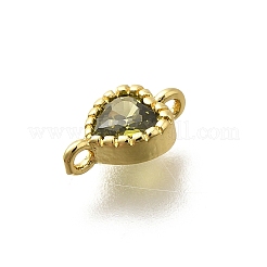 Heart Brass Cubic Zirconia Connector Charms&nbsp;KK-P295-34G-03