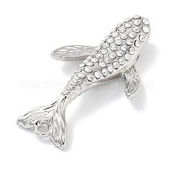 合金ラインストーンペンダント  クジラ  プラチナ  48.5x27x7mm  穴：2mm&nbsp;ALRI-S001-08